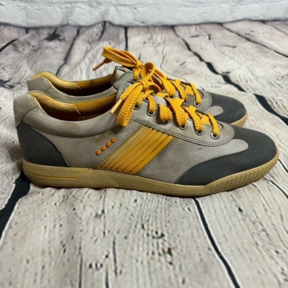 ECCO Sneakers Men's 44/10.5 US Gray Leather Lace Up Oxfords Casual Shoes